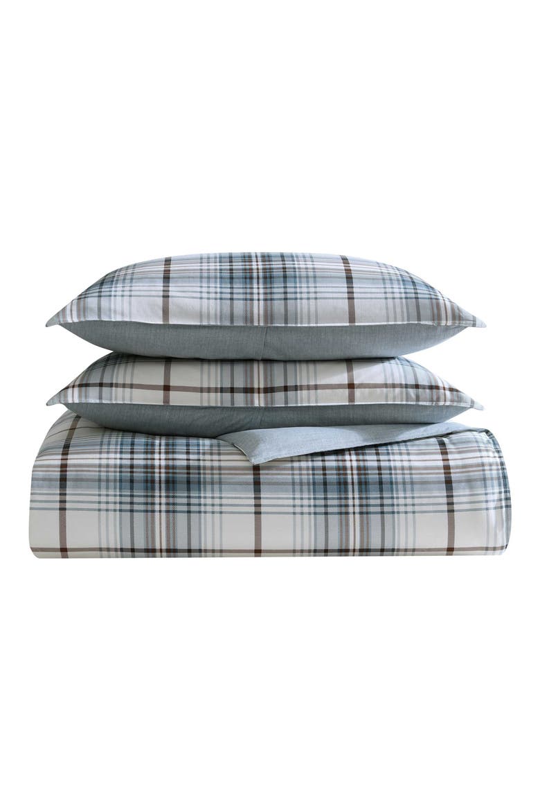 Alder Plaid Reversible Comforter Set, Main, color, BLUE GREY