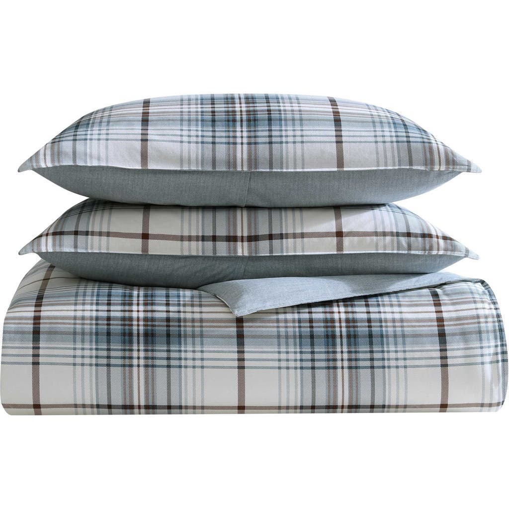 Eddie Bauer Alder Plaid Reversible Comforter Set In Blue Grey
