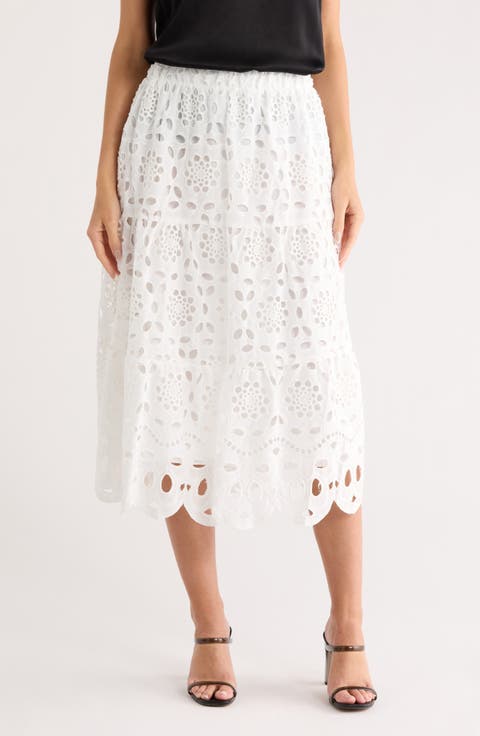 Eyelet Embroidered Scallop Skirt