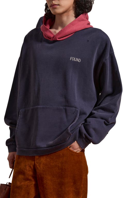 FOUND FOUND DISTRESSED LOGO PRINT COTTON HOODIE