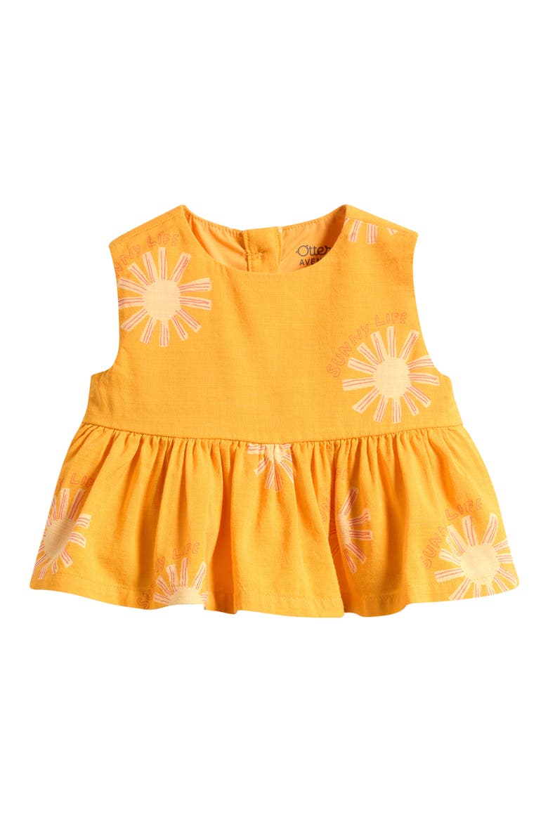 Sun Print Peplum Top, Main, color, BUTTERSCOTCH SUNNY DAYS