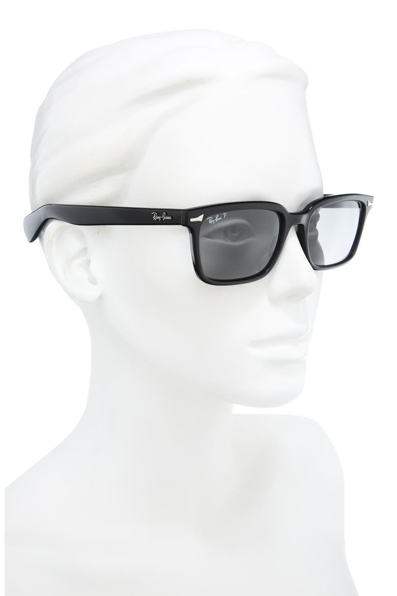 Brunel 56mm Polarized Rectangular Sunglasses, Alternate, color, BLACK / POLAR BLACK
