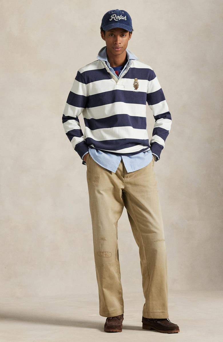 Polo Ralph Lauren Polo Bear Stripe Rugby Shirt, Alternate, color, 
