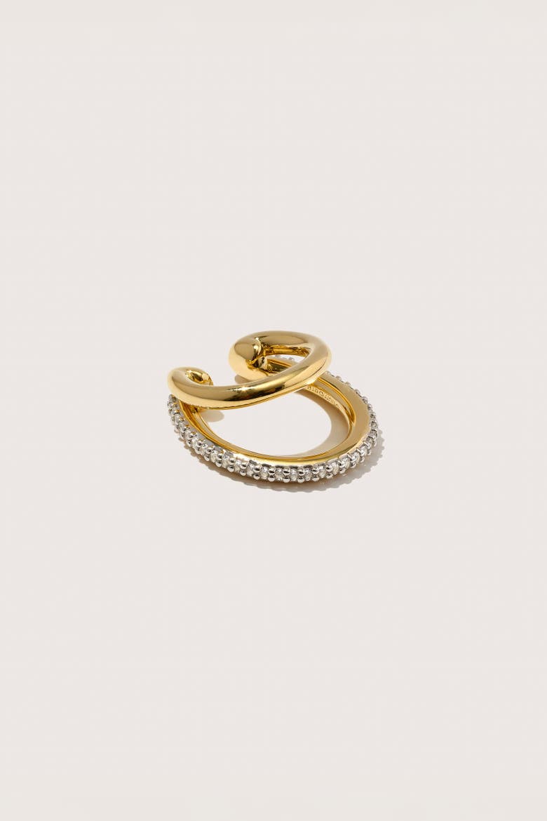 14kt Gold Vermeil  Pave Double Ear Cuff, Main, color, Yellow Toned Gold
