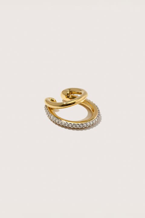 14kt Gold Vermeil  Pave Double Ear Cuff