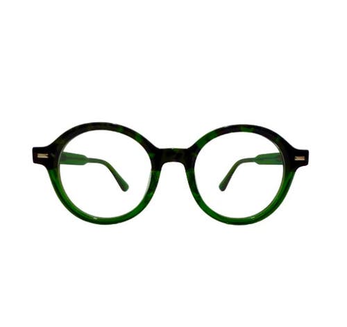 Tribal Eyes Tribal Ëyës Emerald Green Round 48mm Eyeglasses In Green