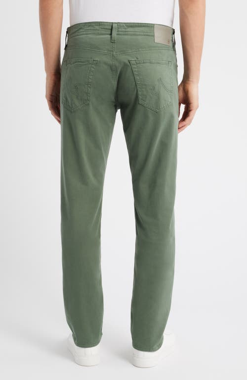 Ag Everett Sueded Stretch Sateen Slim Straight Leg Pants In Green