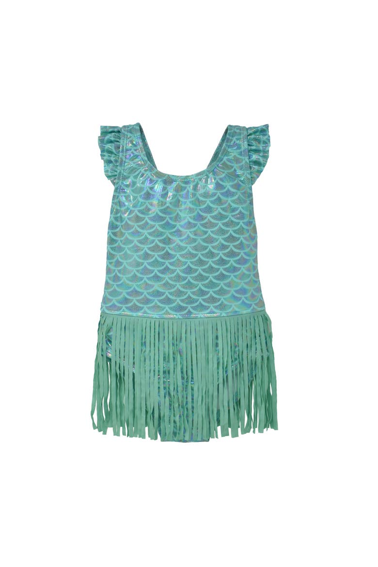 Infant & Toddlers Sun Protective UPF 50+ Keilani One-Piece Swimsuit with Fringe, Main, color, Fairy Tale Scales