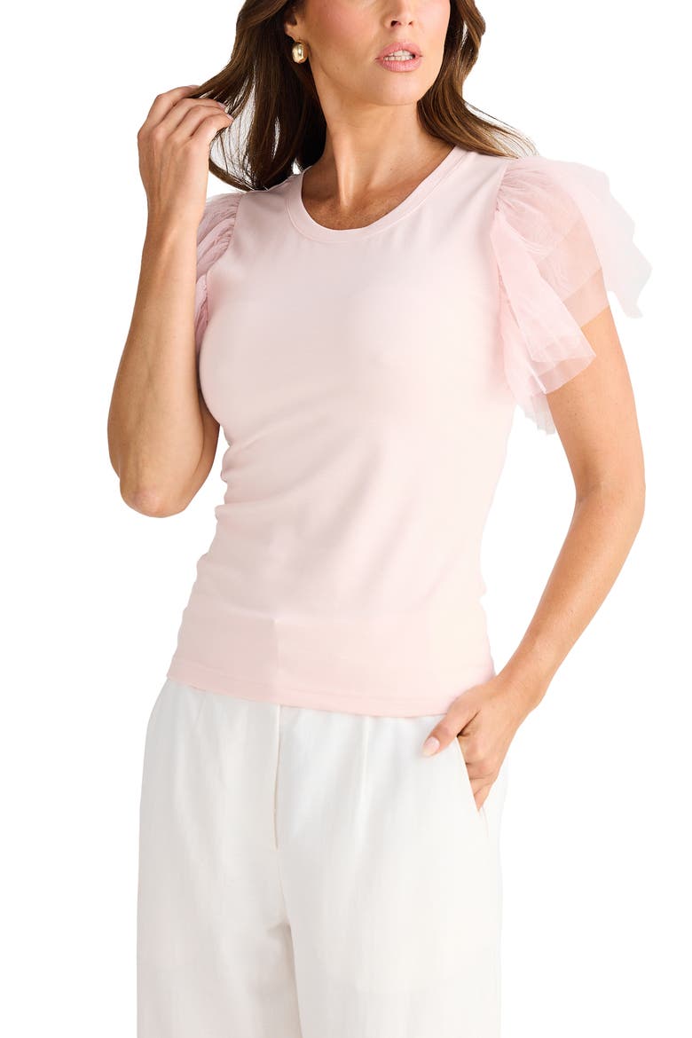 Chance Flutter Sleeve T-Shirt, Main, color, SOFT PINK