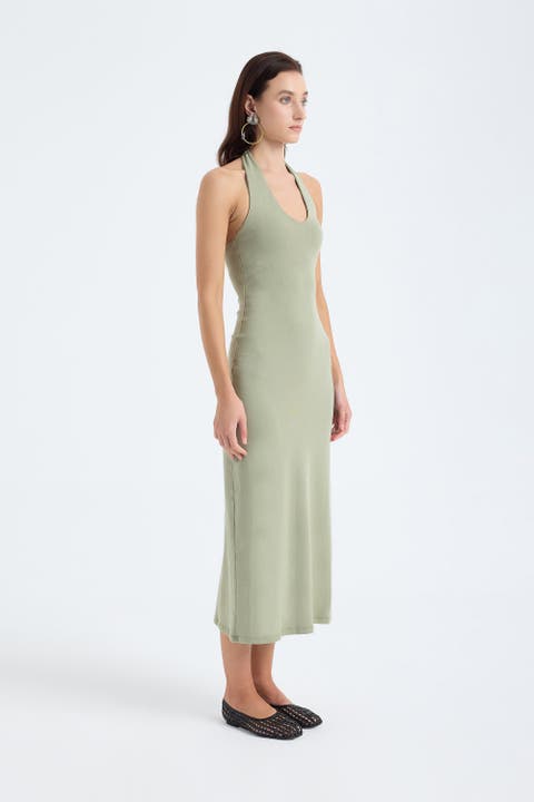 Orion Halter Cotton Midi Dress