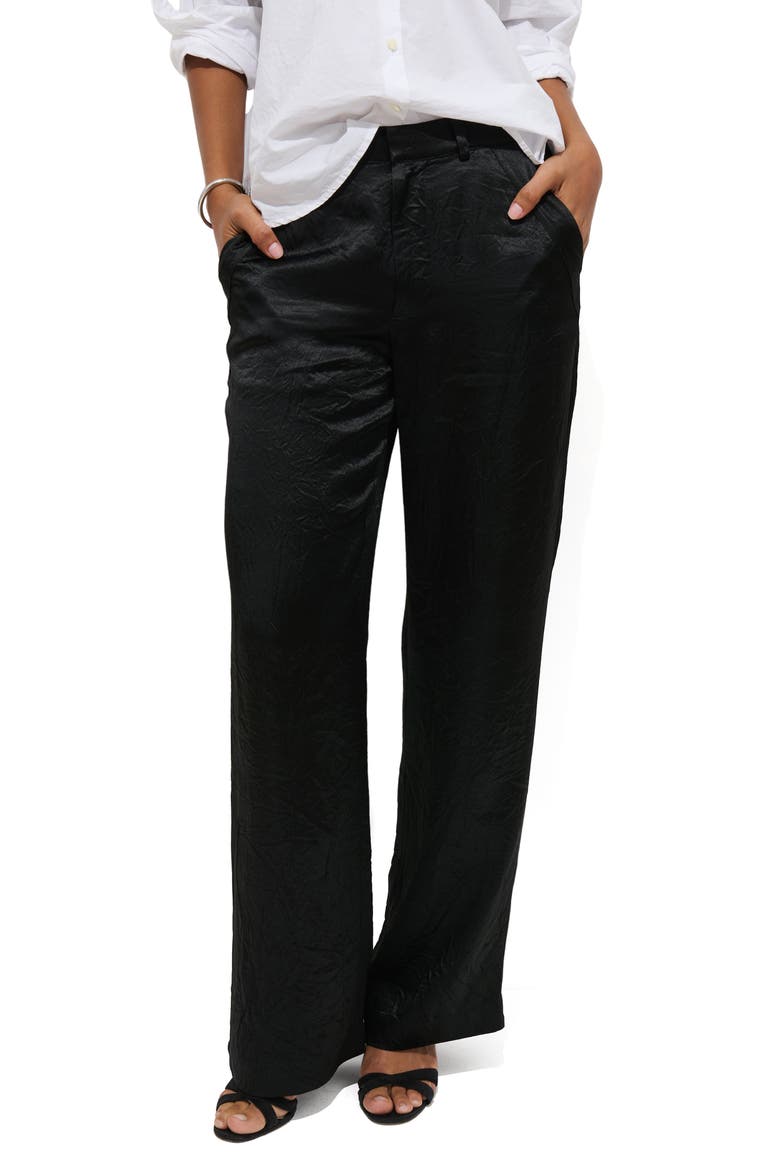 Claire High Waist Wide Leg Pants, Main, color, BLACK