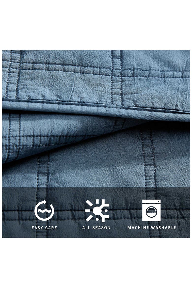 Stonewashed Solid Microfiber Quilt Set, Alternate, color, MEDIUM / DARK BLUE