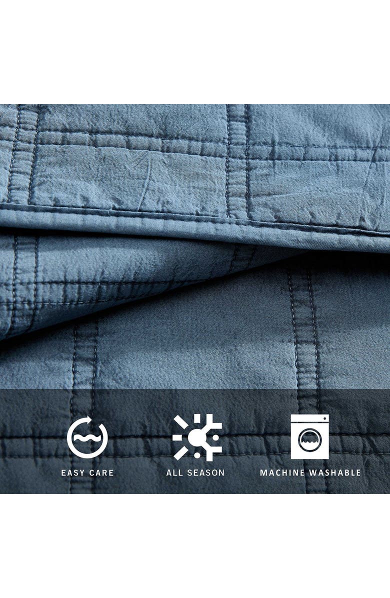 Kenneth Cole Reaction Stonewashed Solid Microfiber Quilt Set, Alternate, color, Medium / Dark Blue