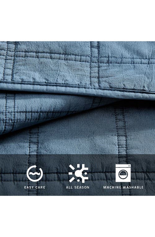 Kenneth Cole Reaction Stonewashed Solid Microfiber Quilt Set In Blue