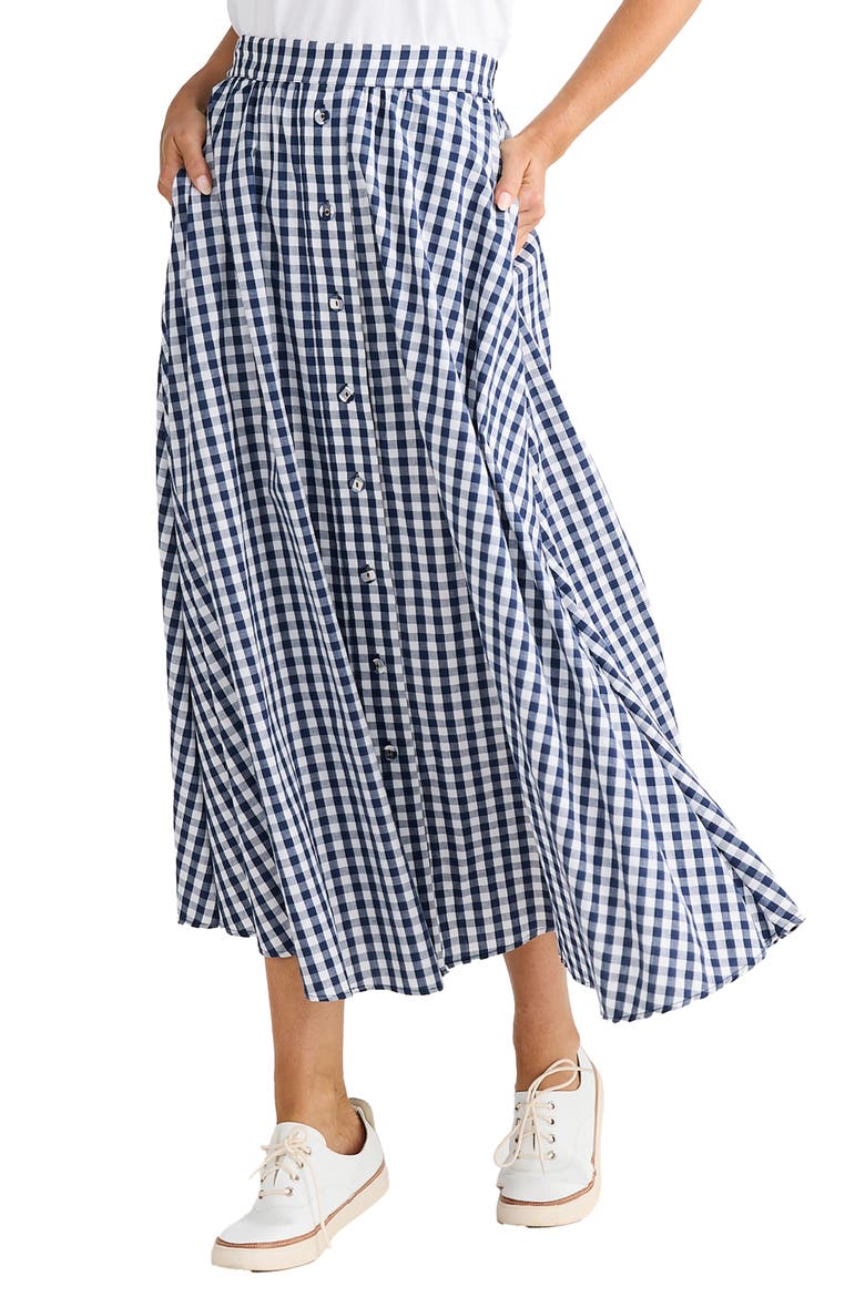 Lucy Plaid Maxi Skirt, Main, color, NAVY GINGHAM