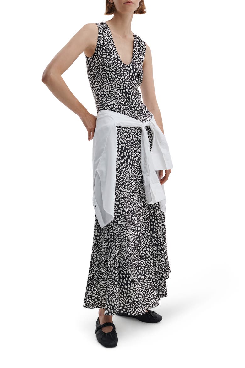 Sinead Print Midi Dress, Alternate, color, BLACK LP