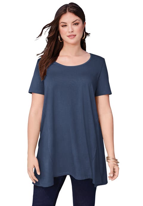 Plus Size Cotton Ultimate Scoopneck Swing Tunic (Plus)