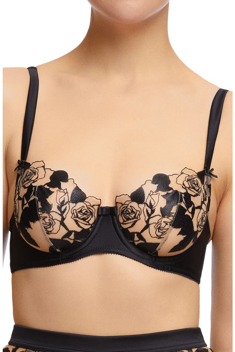 Rosabelle Underwire Balconette Bra, Main, color, BLACK