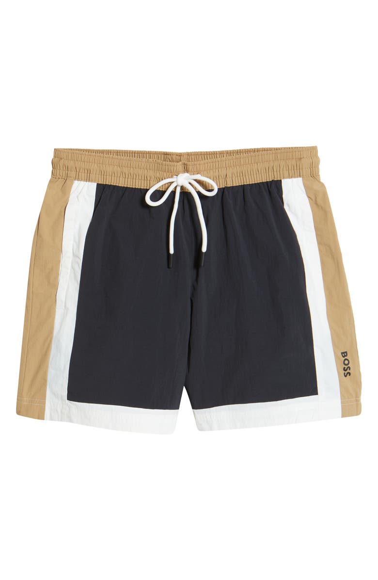 BOSS Remy Colorblock Swim Trunks, Alternate, color, Black