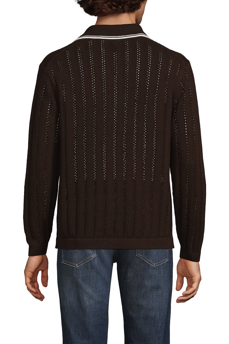 Long Sleeve Button Through Summer Polo Cardigan, Alternate, color, Rich Coffee
