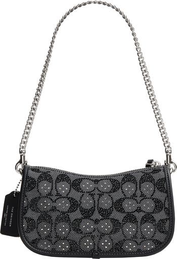 Swinger Crystal Signature Jacquard & Leather Shoulder Bag
