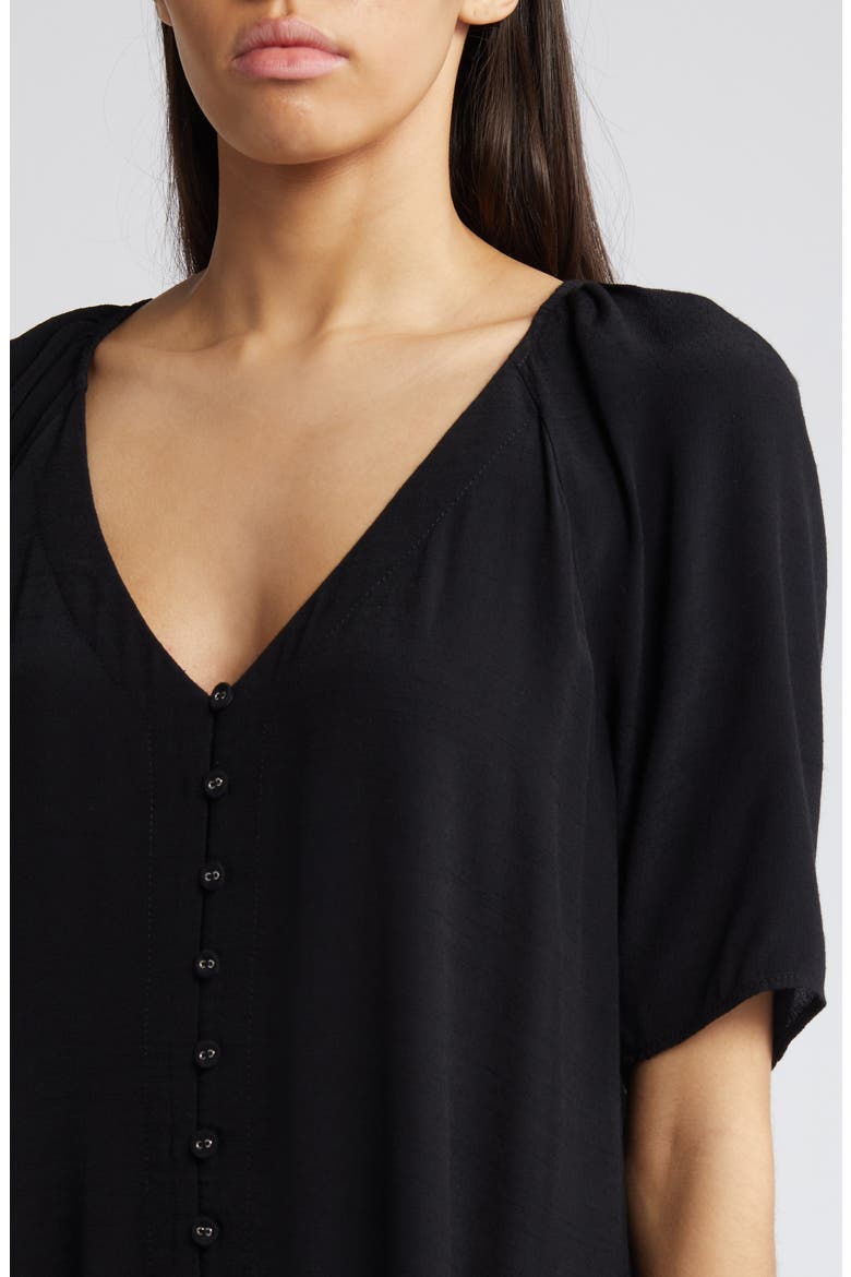 Button-Up Drop Waist Minidress, Alternate, color, BLACK