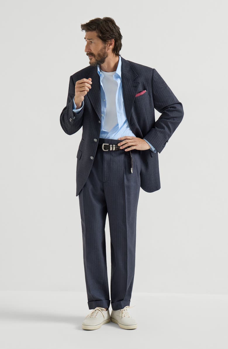 Brunello Cucinelli Button-down collar shirt, Alternate, color, Azure