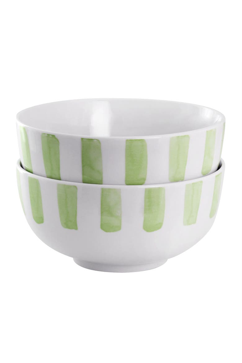 2 Piece Fine Ceramic Cereal Bowl Set, Main, color, Green