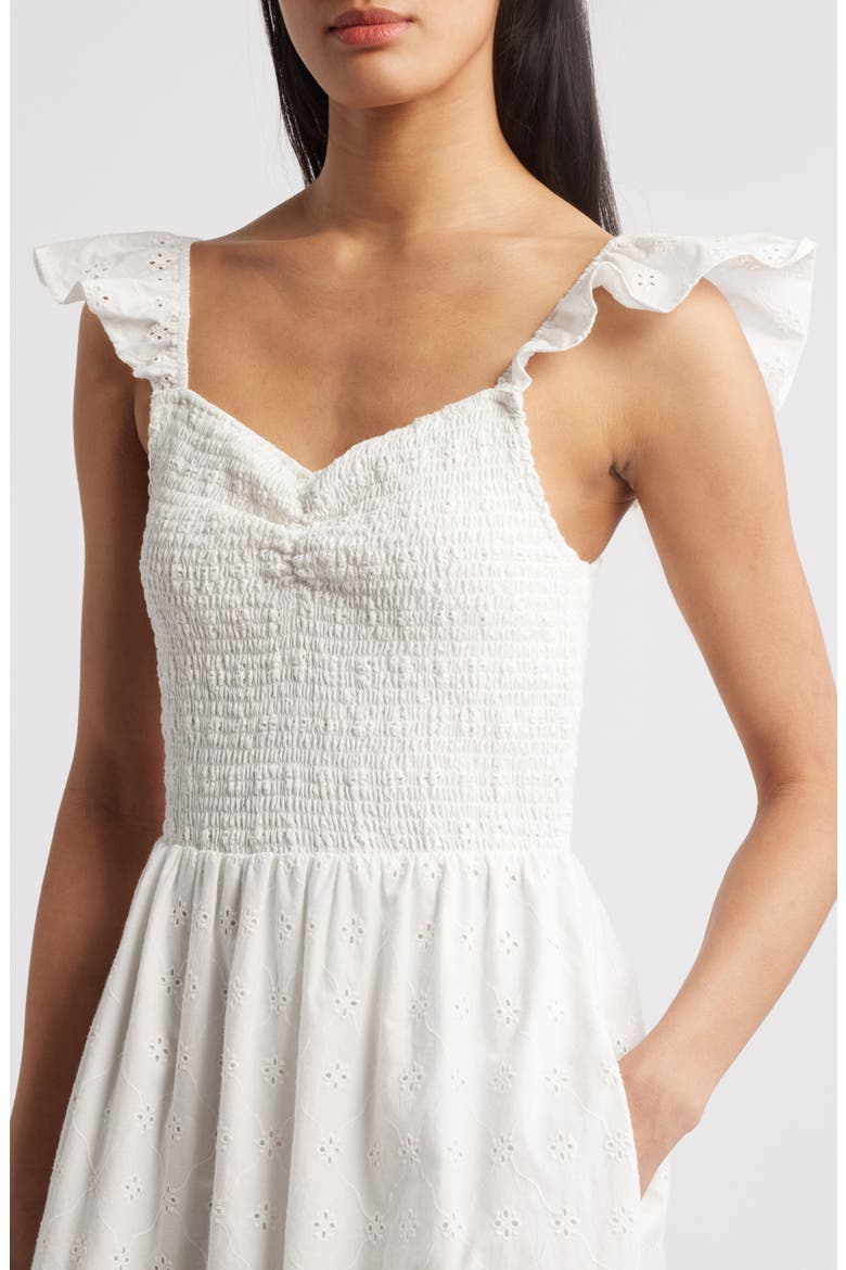 La Luna Smocked Maxi Dress, Alternate, color, WHITE