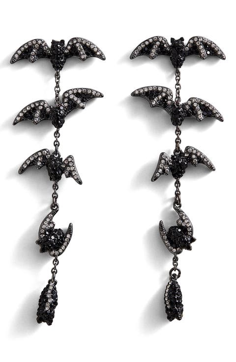 Night Flight Bat Linear Drop Earrings