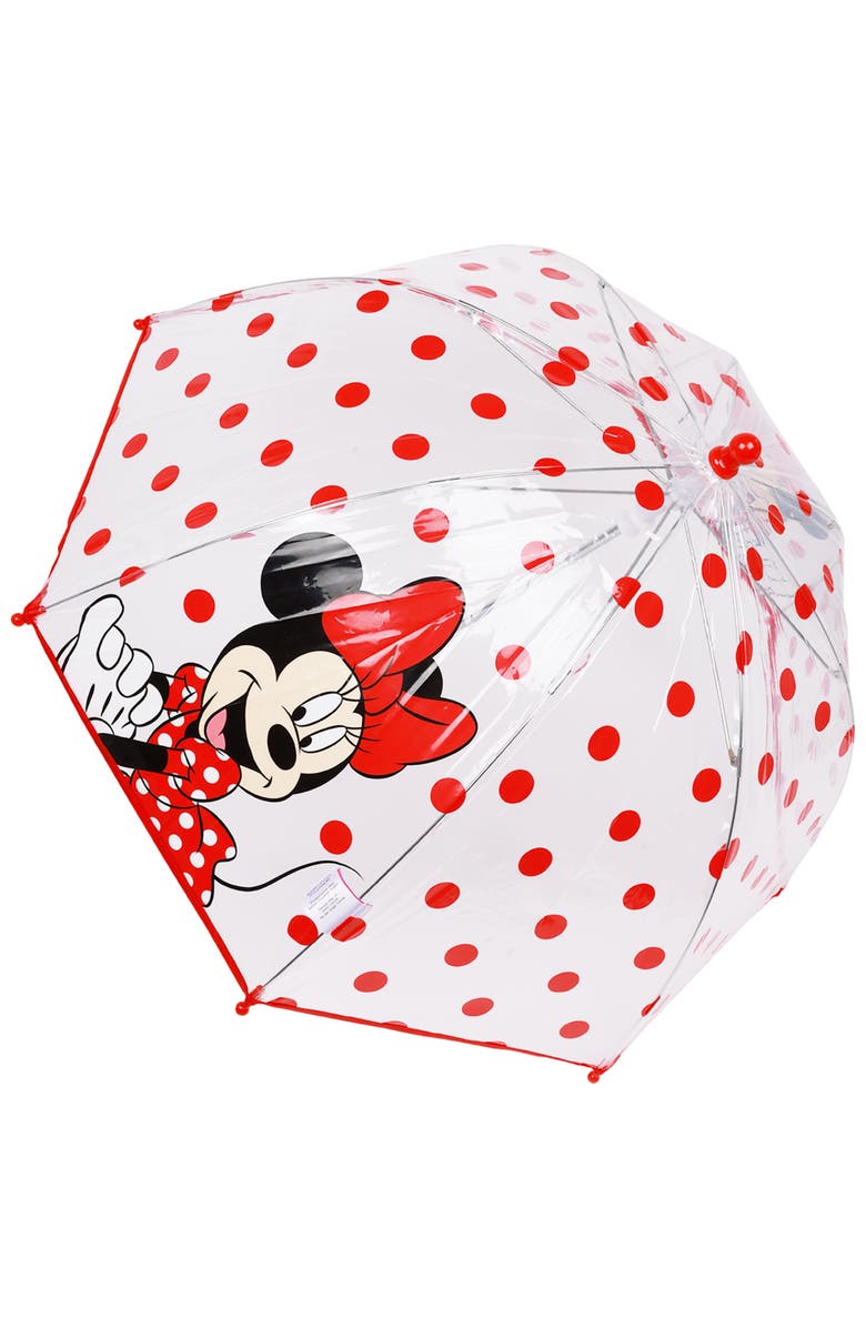 Disney Minnie Mouse Children's Clear Dome Umbrella, Alternate, color, Red