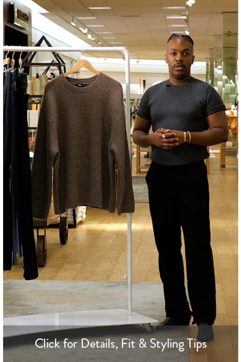 Oversize Ribbed Wool & Cotton Crewneck Sweater video