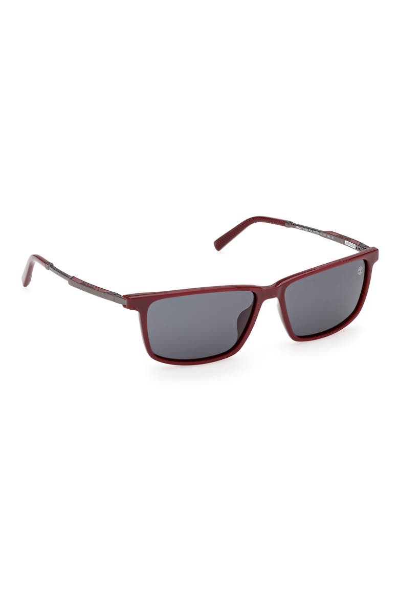 57mm Sunglasses, Alternate, color, SHINY RED / SMOKE POLARIZED