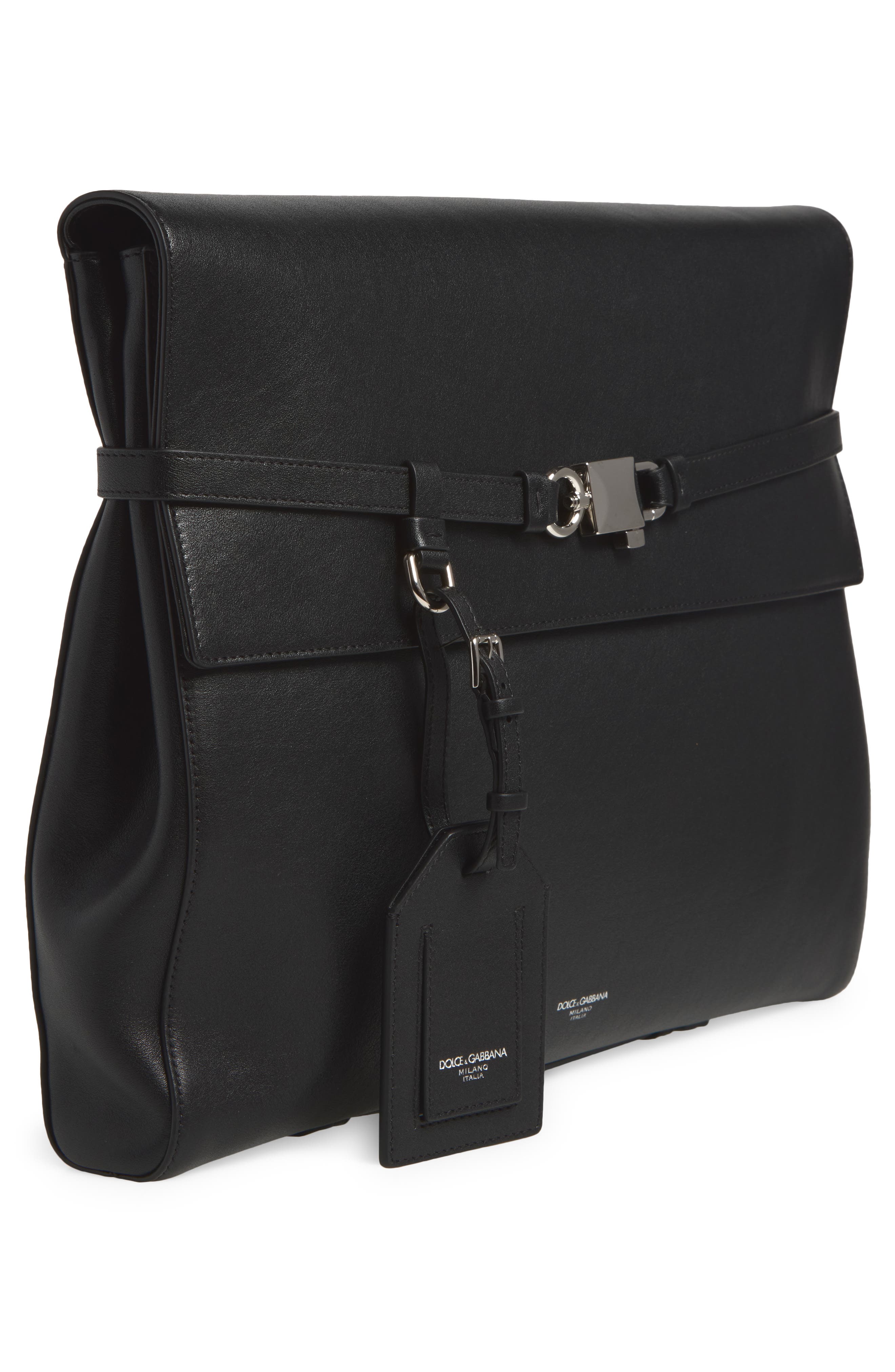 Leather Crossbody Bag, Alternate, color, BLACK