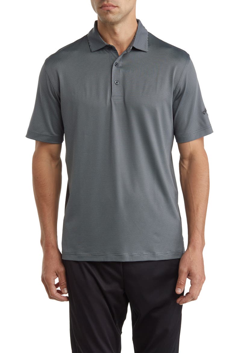 Fine Line Stripe Polo, Main, color, CAVIAR