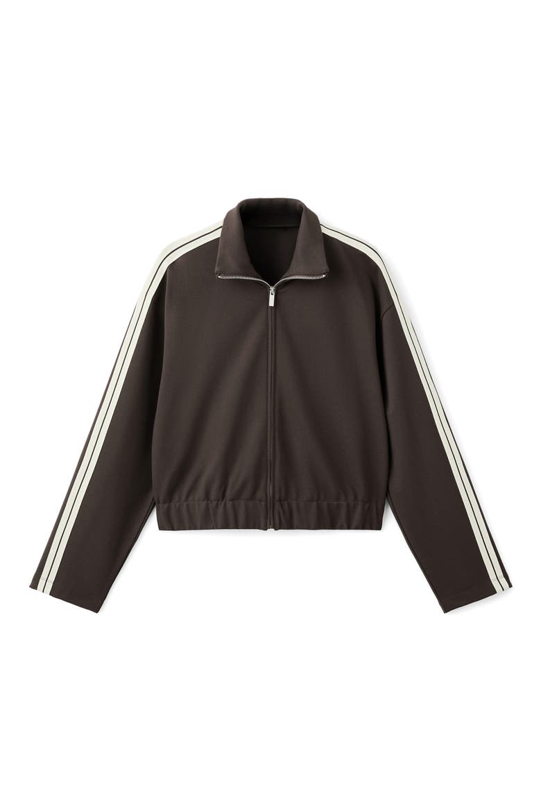 Stripe Front Zip Jacket, Alternate, color, BROWN