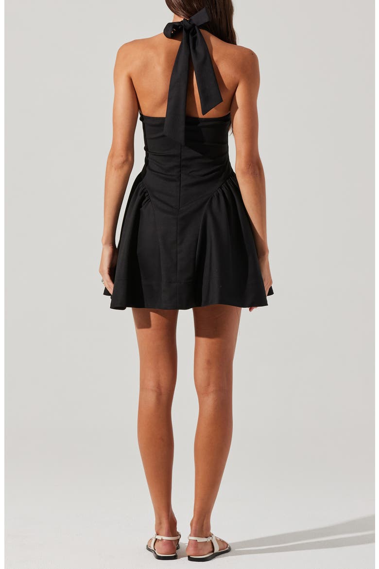 Meana Cotton Blend Halter Minidress, Alternate, color, BLACK
