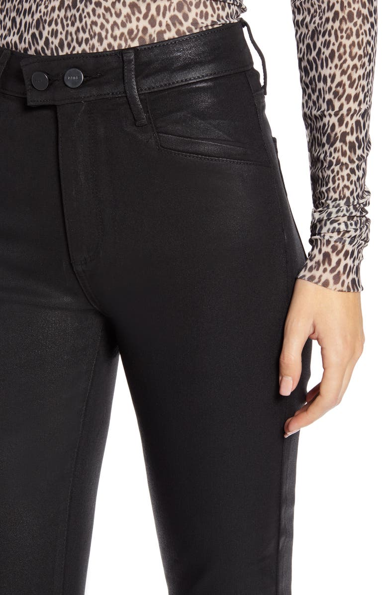 PAIGE Transcend - Claudine Coated Double Button High Waist Ankle Flare Jeans, Alternate, color, 