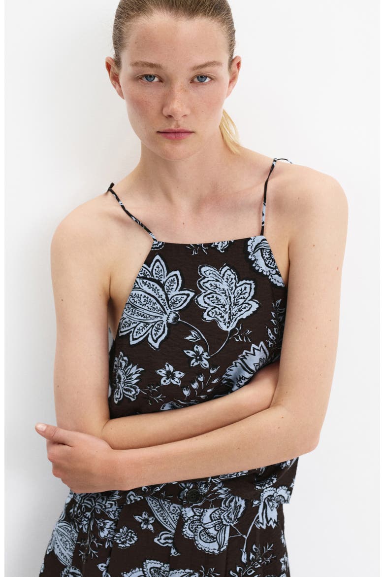 Floral Tie Strap Top, Alternate, color, BROWN