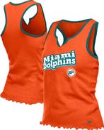 New Era Women's New Era  Orange Miami Dolphins Lettuce Hem Notch Neck Tri-Blend Tank Top