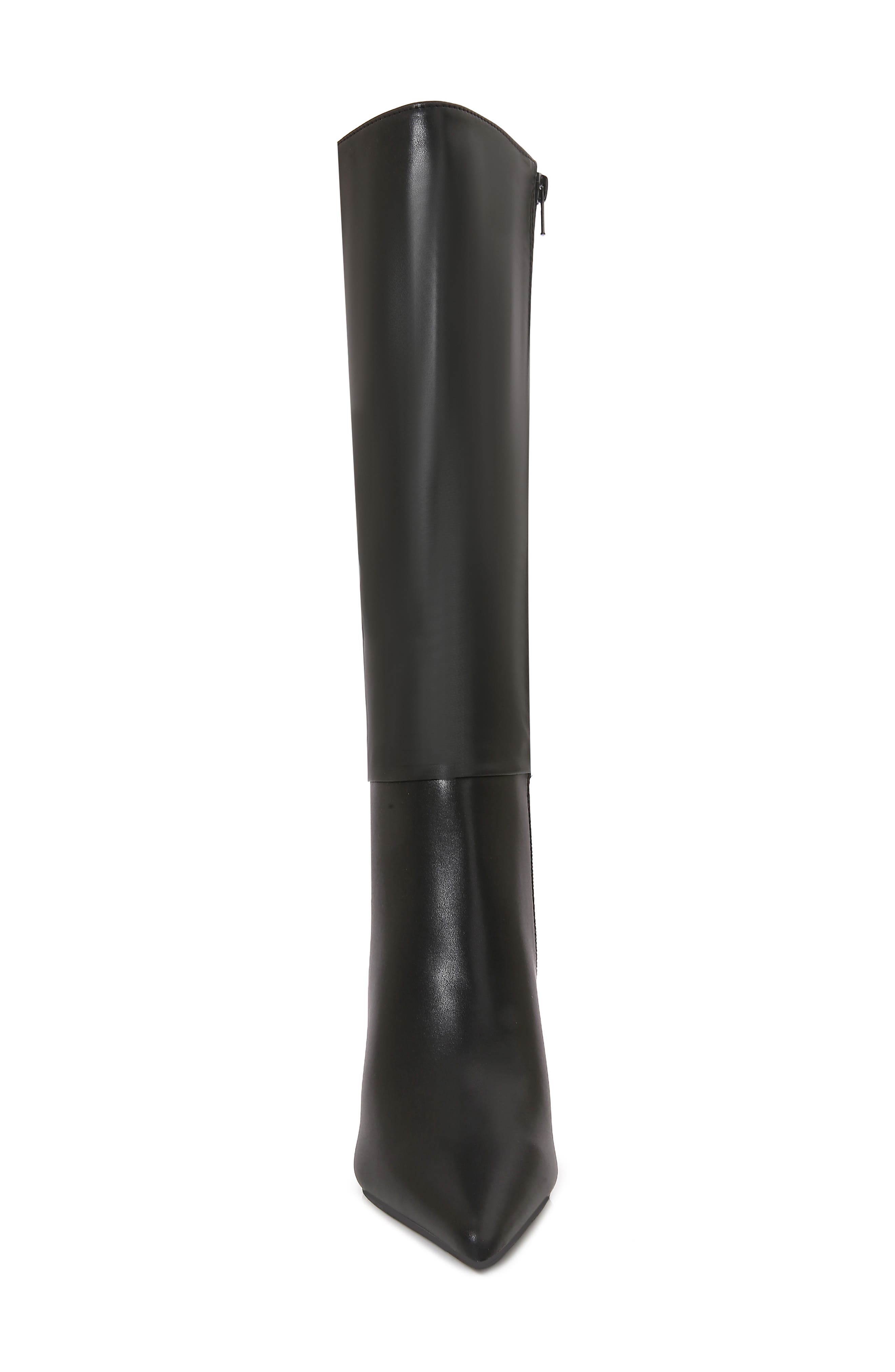 Breanna Block Heel Faux Leather Knee High Boot, Alternate, color, BLACK