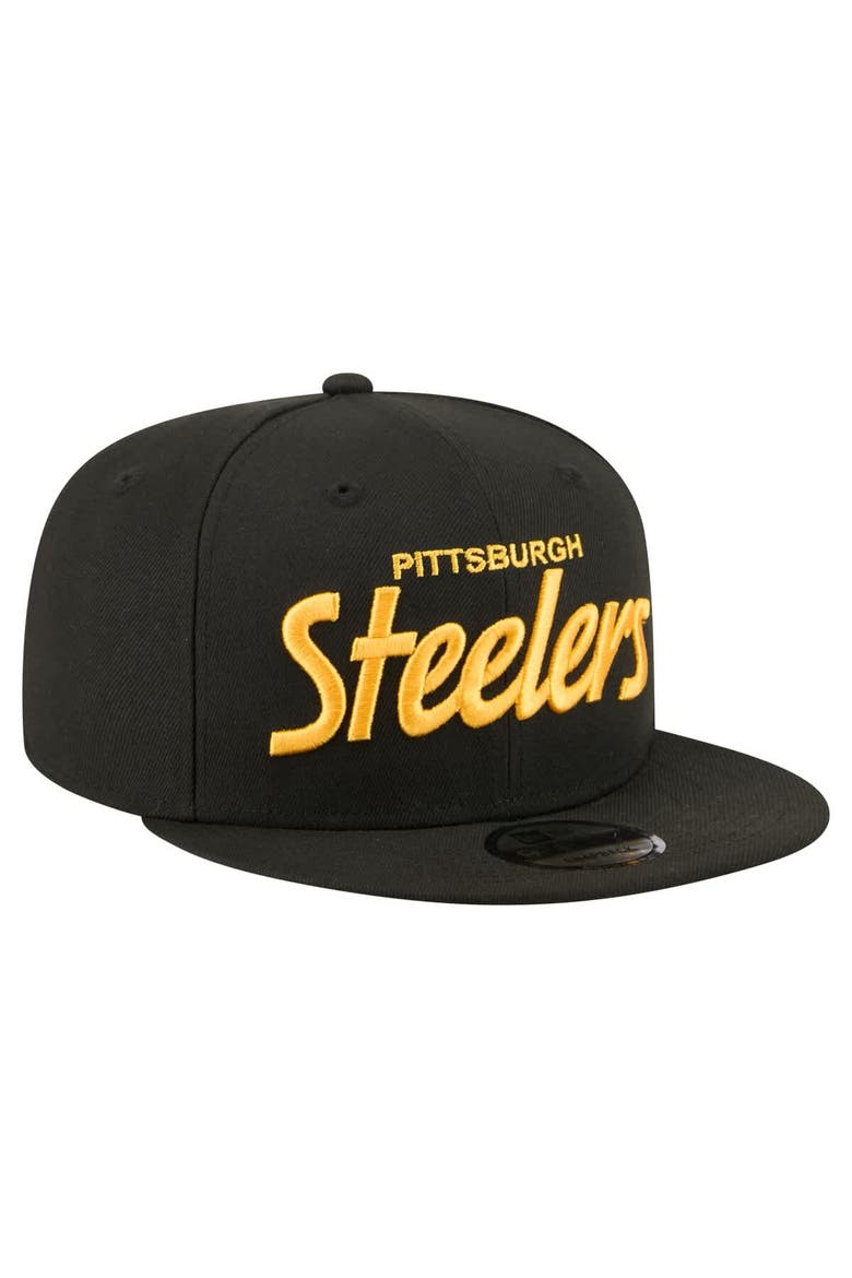 Men's New Era Black Pittsburgh Steelers Core Team Script 9FIFTY