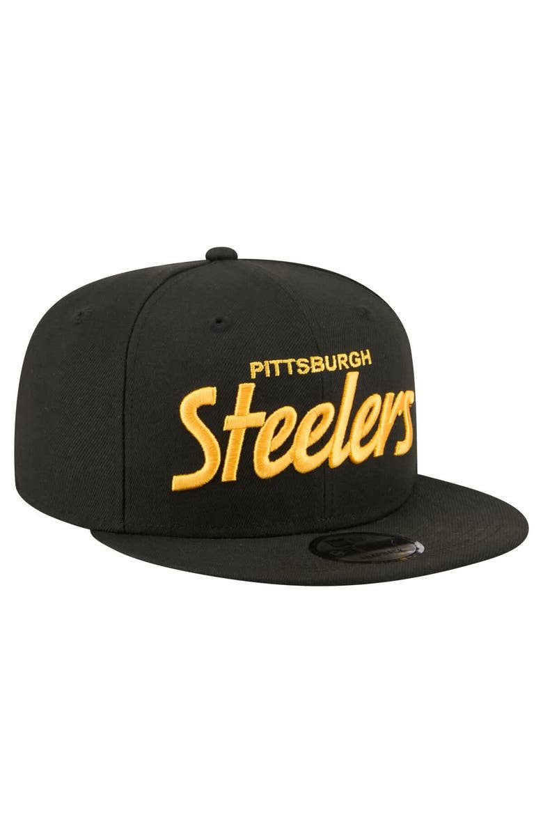 New Era Men's New Era  Black Pittsburgh Steelers Core Team Script 9FIFTY Snapback Hat, Alternate, color, Black
