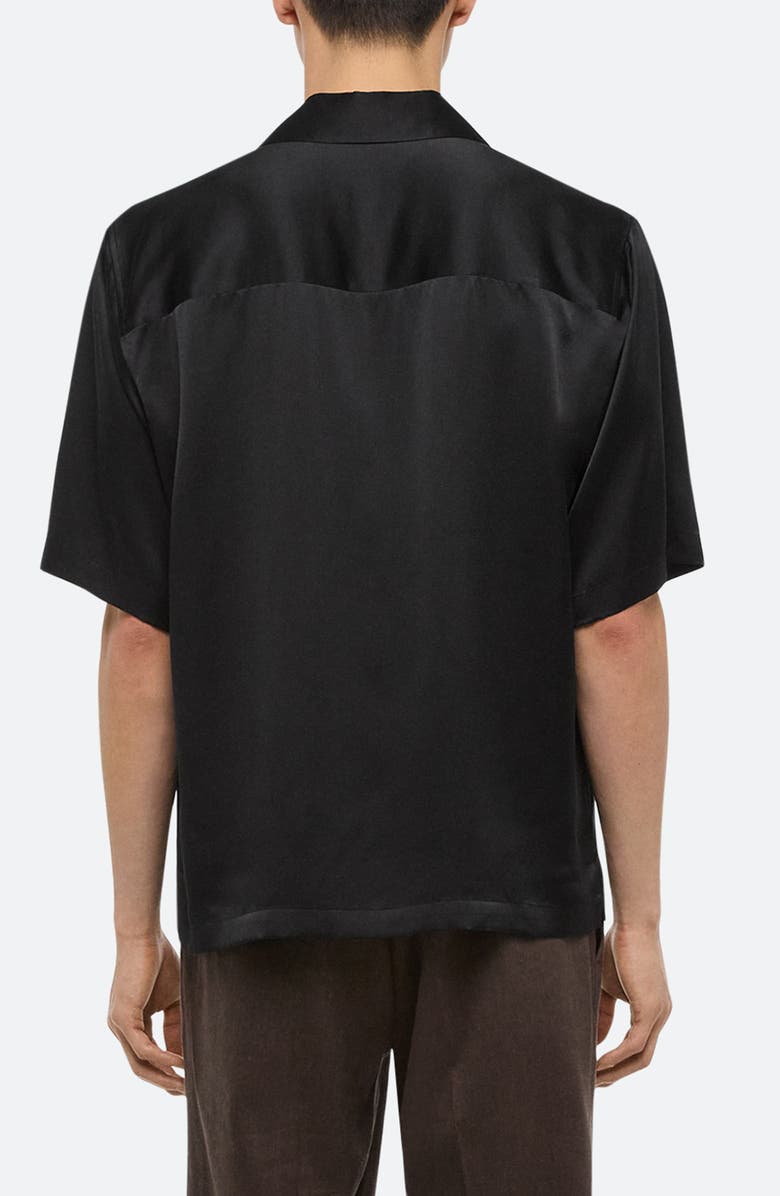Helmut Lang Boxy Silk Camp Shirt, Alternate, color, Black