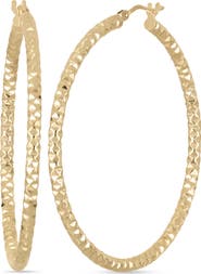 Bony Levy 14k Gold 45mm Textured Hoop Earrings