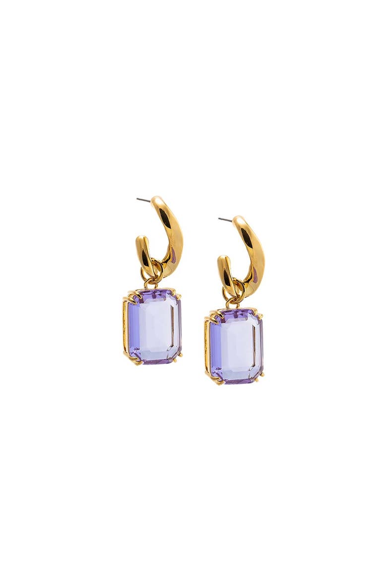 Lilac Baguette Drop Hoop Earring, Main, color, Lilac
