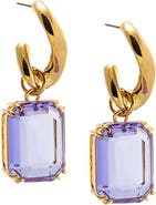 BY ADINA EDEN Lilac Baguette Drop Hoop Earring