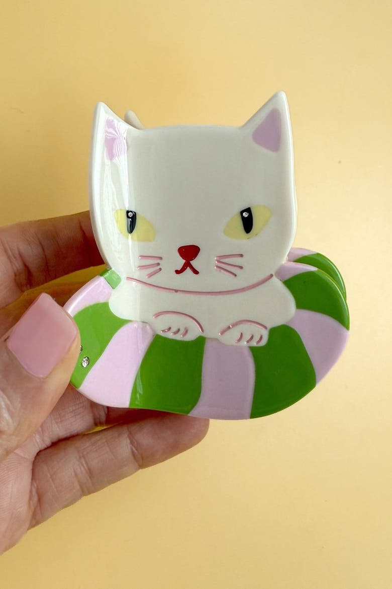 Vacation Kitty Hair Claw, Alternate, color, White