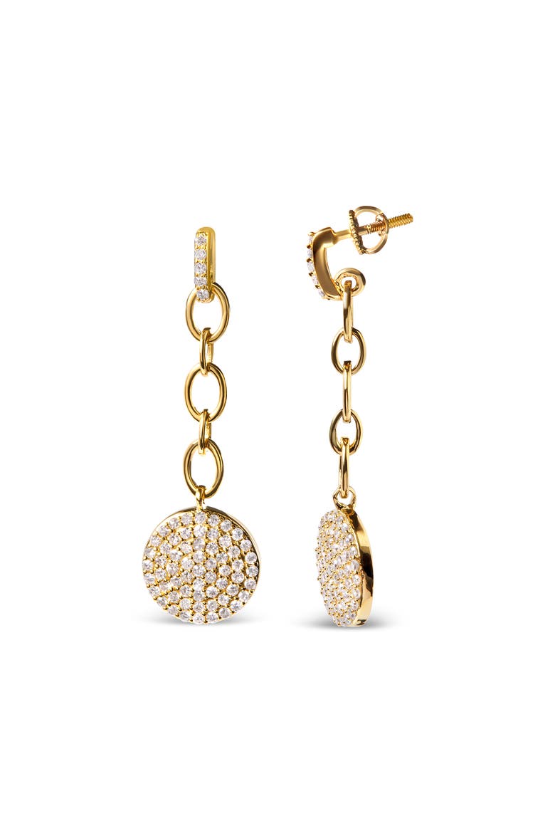 14K Yellow Gold 1.0 Ct Diamond Chain Cluster Dangle Chain Earrings, Alternate, color, Yellow