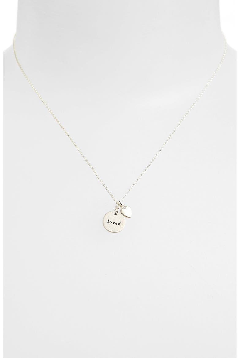 'Mom Loved - Heart' Pendant Necklace (Nordstrom Exclusive), Alternate, color, STERLING SILVER